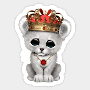 Cute Royal White lion Wearing Crown Sticker